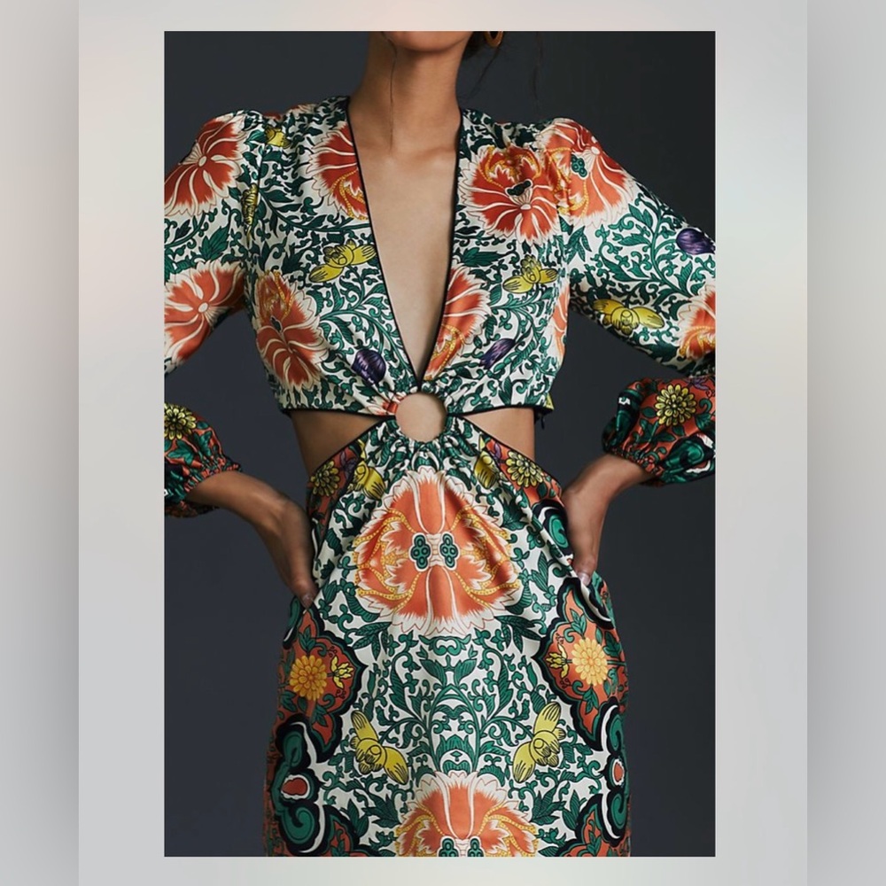Anthropologie Let Me Be Floral Cut-Out Mini Dress XXS